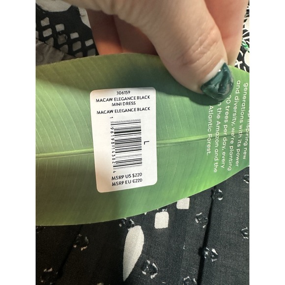 NWT Farm Rio Women's Macaw Elegance‎ Black/White Mini-Dress L - Picture 7 of 11